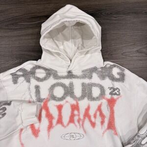 Rolling Loud Miami 23 White Hoodie Graphic Festival Concert XL Travis Scott